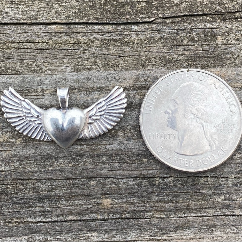 Winged Heart Pendant .925 Sterling Silver made in USA Doorway to the Soul - Picture 9 of 13